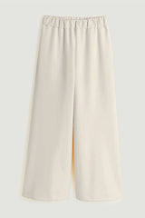 WHITE ELASTICATED WIDE TROUSERS