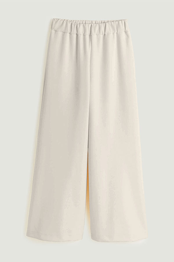 WHITE ELASTICATED WIDE TROUSERS