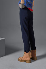 NAVY BLUE ELASTICATED CIGARETTE TROUSERS