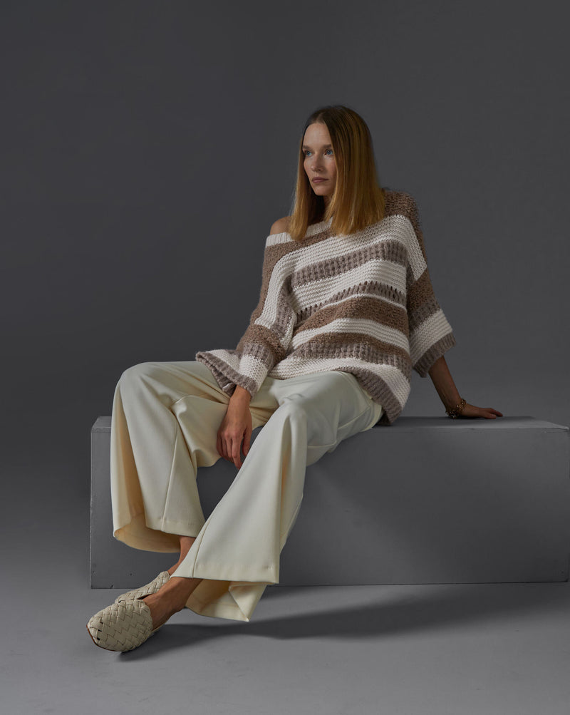 TAUPE STRIPED PULLOVER