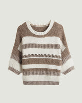 TAUPE STRIPED PULLOVER