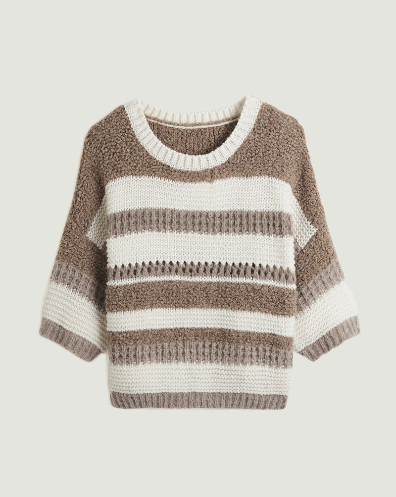 TAUPE STRIPED PULLOVER