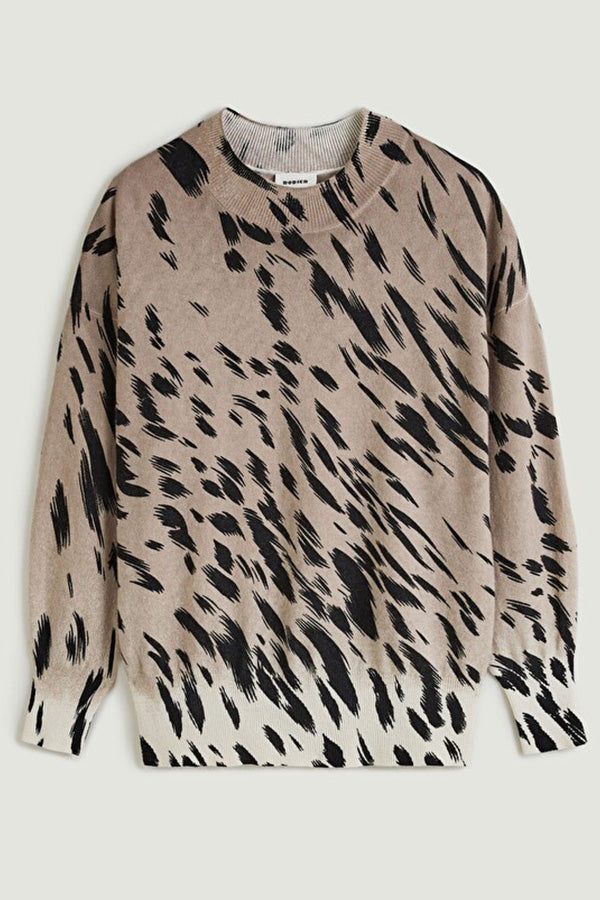 TAUPE LEOPARD PRINT PULLOVER