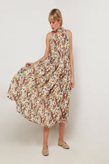 LONG SLEEVELESS FLORAL DRESS
