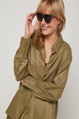 KHAKI LOOSE TUNIC SHIRT