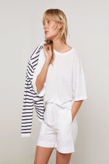 WHITE OVERSIZED CROPPED T-SHIRT