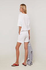 WHITE OVERSIZED CROPPED T-SHIRT