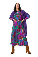 MULTICOLOR SHINY VISCOSE MIDI DRESS