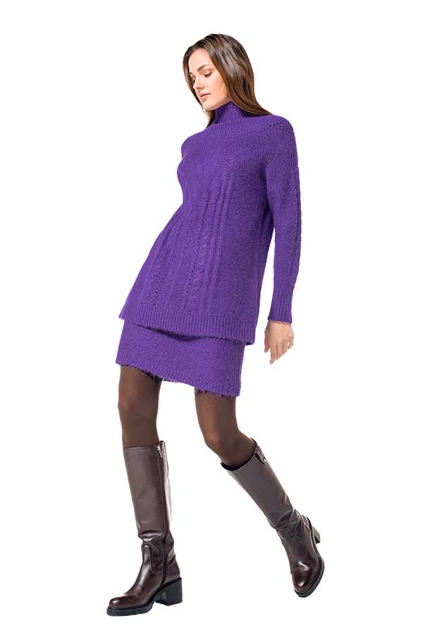 PURPLE STRAIGHT TUNIC PULLOVER