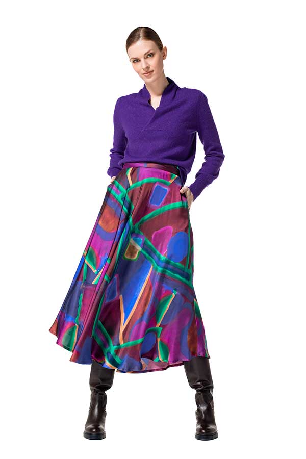 MULTICOLOR SHINY VISCOSE CIRCLE SKIRT