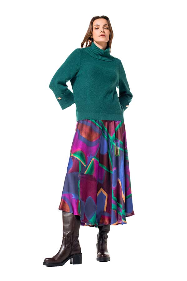 MULTICOLOR SHINY VISCOSE CIRCLE SKIRT