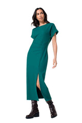 EMERALD FITTED MIDI STRETCH DRESS