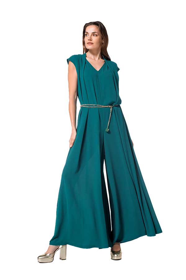 EMERALD WIDE LEG CREPE JUMPSUIT