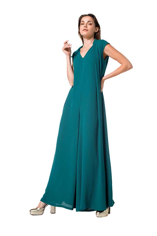 EMERALD WIDE LEG CREPE JUMPSUIT