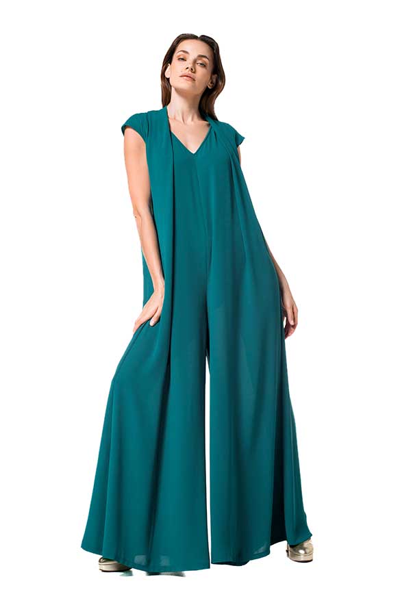 EMERALD WIDE LEG CREPE JUMPSUIT