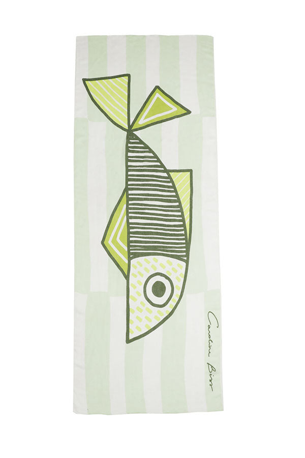 KHAKI ARTISTIC FISH PRINT SCARF