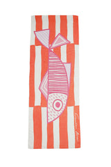 RED ARTISTIC FISH PRINT SCARF