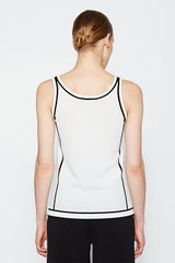 WHITE TWO-TONE DETAIL SLEEVELESS SWEATER