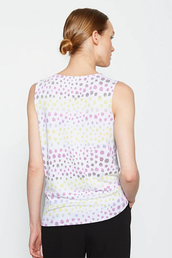 POLKA DOT PRINT SLEEVELESS V-NECK SWEATER