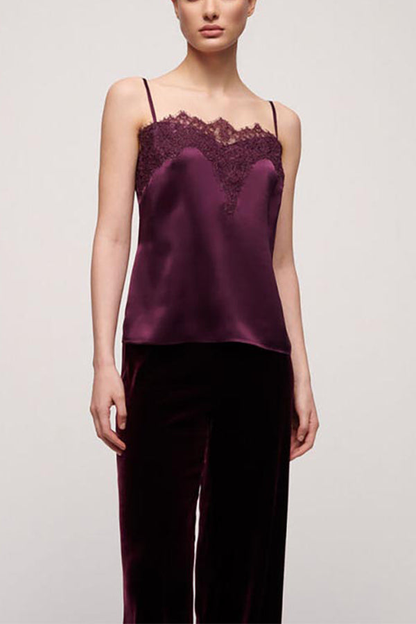 LILIA BURDUNGY LINGERIE-STYLE SILK SATIN TOP