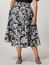 CARTA WIDE FLORAL PRINT COTTON SKIRT