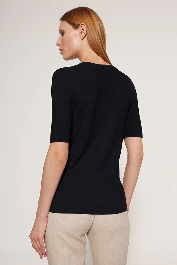 SEAMLESS OTTOMAN V-NECK KNIT SWEATER