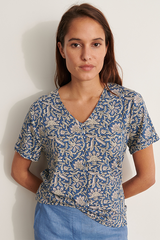 TIMIDE11-BIS BLUE PRINTED T-SHIRT