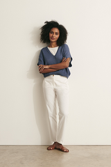 PICOLINO11 OFF-WHITE STRAIGHT TROUSERS