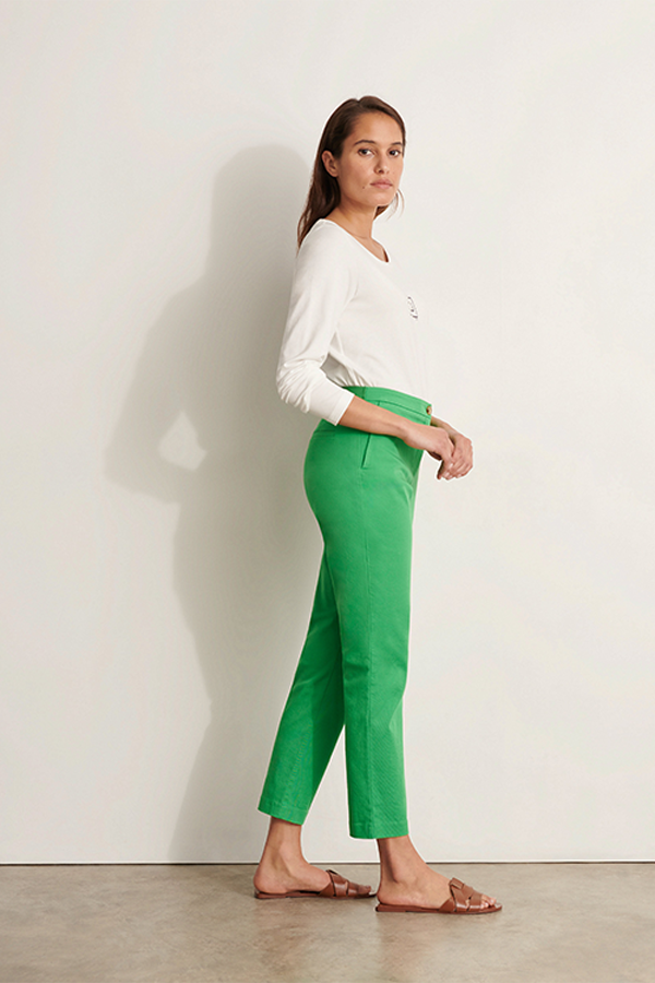 PICOLINO11 GREEN STRAIGHT TROUSERS