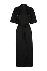 BLACK LIGHT COTTON WRAP DRESS