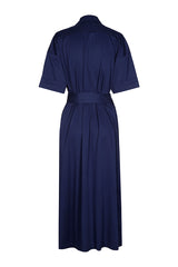INDIGO LIGHT COTTON WRAP DRESS
