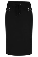 BLACK BASIC ZIPPED SKIRT