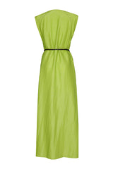 LIME SHINY FABRIC MAXI DRESS