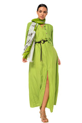 LIME SHINY FABRIC MAXI DRESS