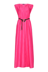 FUCHSIA SHINY FABRIC MAXI DRESS
