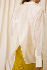 IVORY BACK SLIT BLOUSE