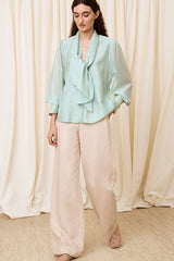 LIGHT BLUE BACK SLIT BLOUSE