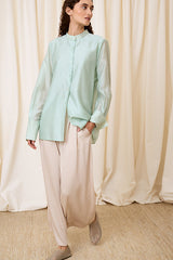 LIGHT BLUE BACK SLIT BLOUSE