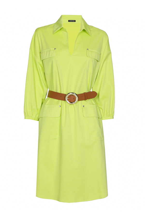 LIME LOOSE COTTON DRESS