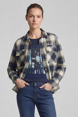 SHIRT COLLAR CHECKED BLOUSE