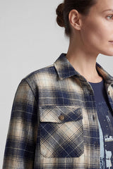 SHIRT COLLAR CHECKED BLOUSE