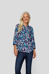 BLUE FLORAL PRINT BLOUSE