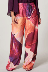 RENATA BRUSHSTROKE FLORAL PRINT CREPE DE CHINE TROUSERS