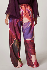 RENATA BRUSHSTROKE FLORAL PRINT CREPE DE CHINE TROUSERS