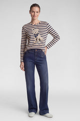 DOG MOTIF STRIPED SHIRT