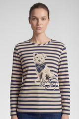 DOG MOTIF STRIPED SHIRT