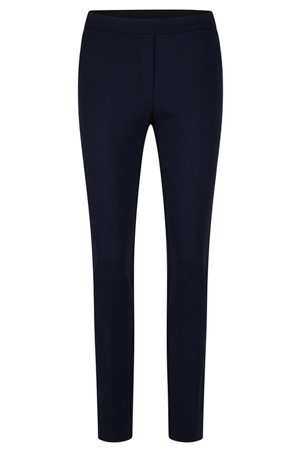 BLUE CONTRASTING ELASTIC WAISTBAND BASIC TROUSERS