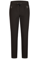 BLACK ZIPPED POCKETS DRAWSTRING BASIC TROUSER