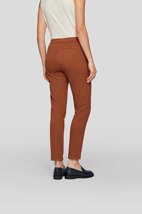 BROWN ZIPPED POCKETS DRAWSTRING BASIC TROUSERS