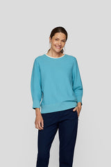 BLUE 3/4 KNIT SWEATSHIRT